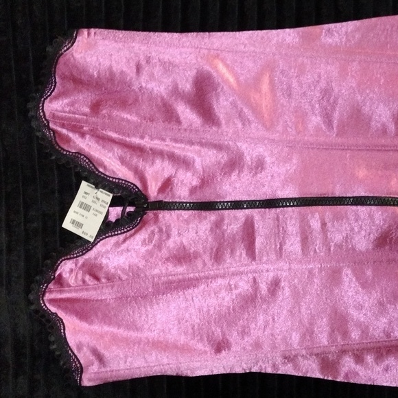Fredericks of Hollywood Zip Front Corset in Rose Pink w/ Laced Back NWT - Picture 9 of 16